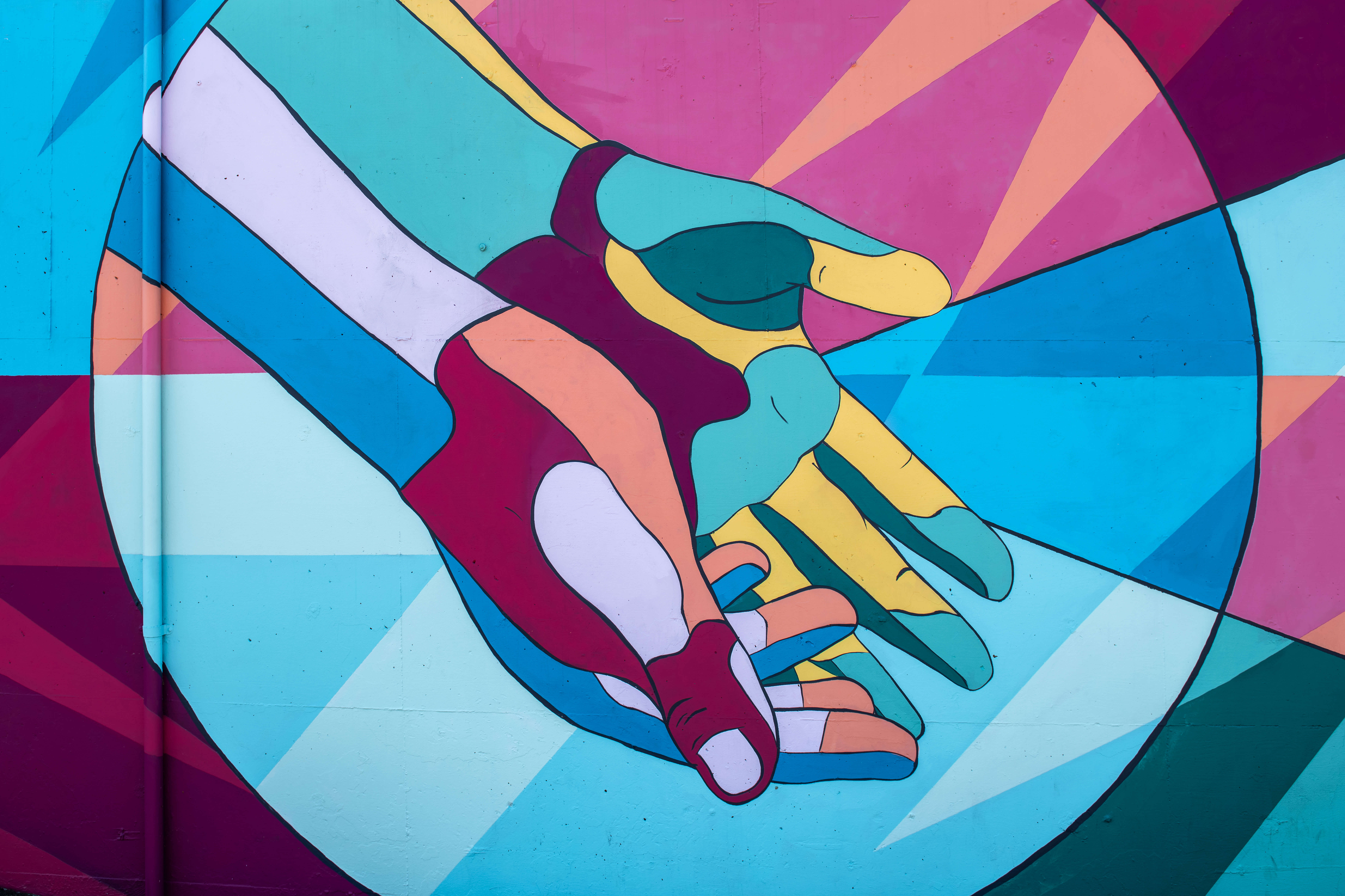 Œuvre: Annabelle Wombacher, Jared Mar, Sierra Ratcliff et  Benjamin Cahoon, Colorful Hands, murale. Photo: Tim Mossholder